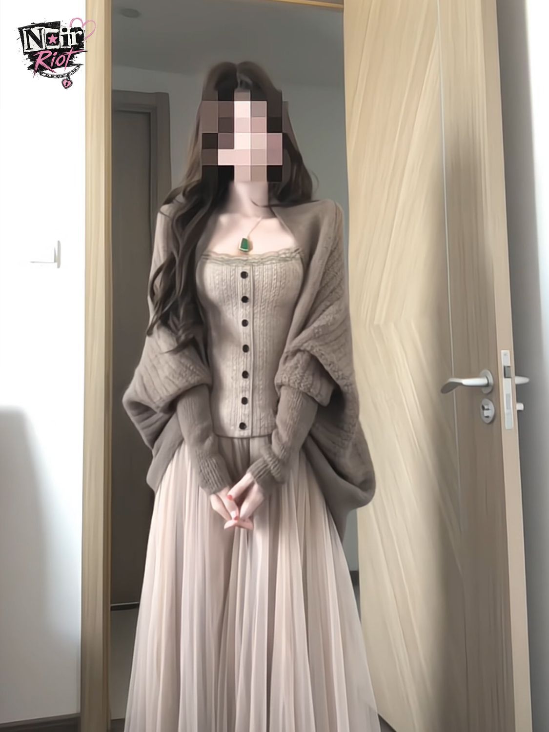Lace Trim Cami - طقم نسائي كوري أنيق من 3
