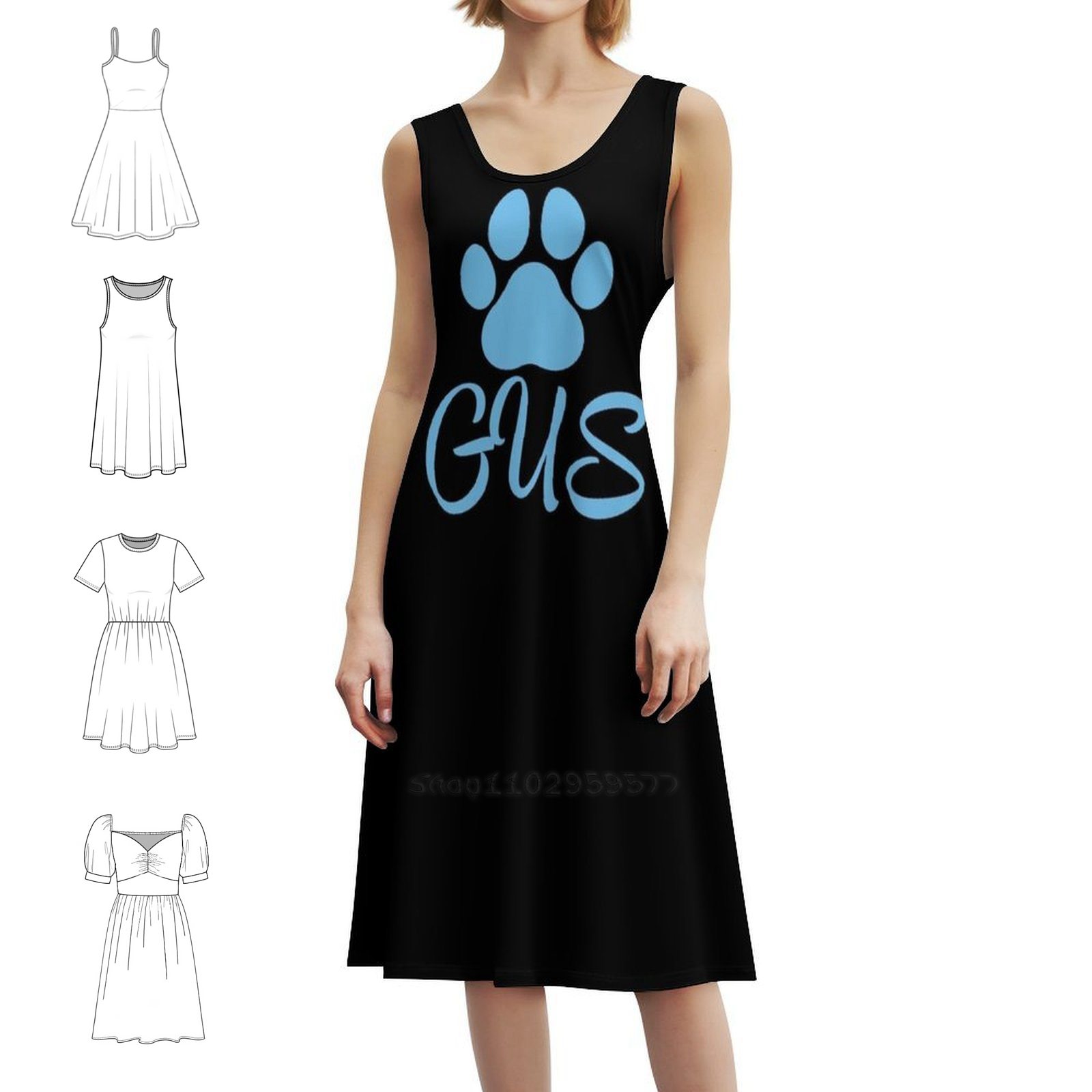 Women Fashion Dress Names - فستان أنيق باسم الكلب الأزرق Gus