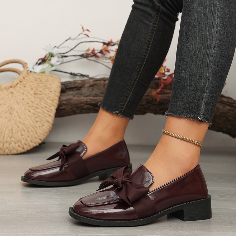 Women'S Fashion Shoes - أحذية لوفر نسائية بتصميم عقدة فيونكة