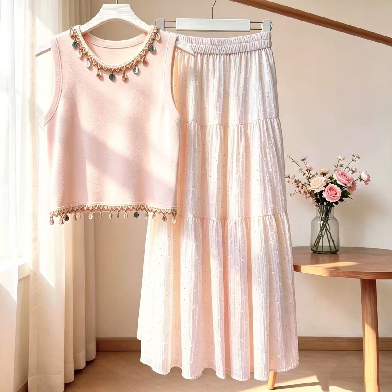 طقم صيفي عصري جديد من قطعتين ل - مراجعة Women'S Fashion Vest Tops وسعره