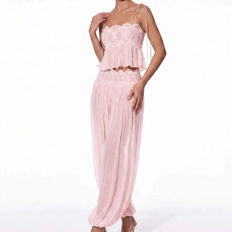 طقم بنطلون طويل للنساء مع بلوز - مراجعة Lace Trim Cami وسعره