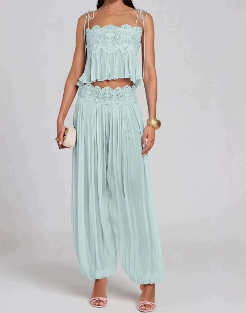 طقم بنطلون طويل للنساء مع بلوز - مراجعة Lace Trim Cami وسعره