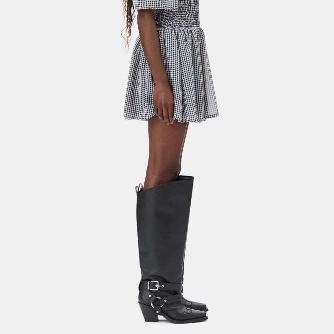 المرأة جلد أسود الركبة عالية أ - مراجعة Women'S Fashion Knee High Boots وسعره